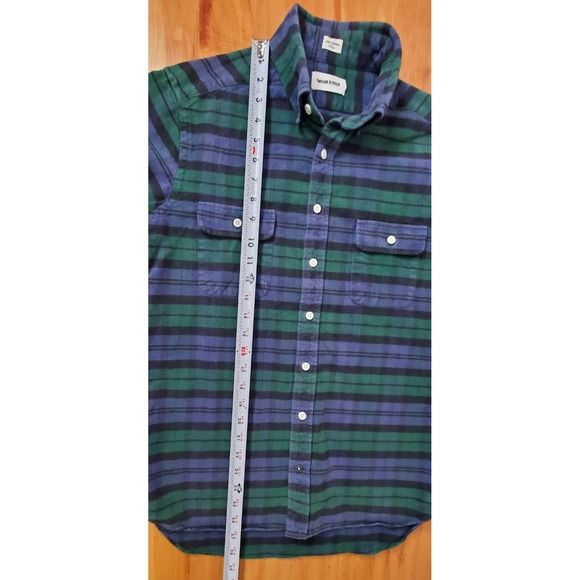 Taylor Stitch Yosemite Thick Flannel Green Blue Plaid Small 38 Outdoor Gorpcore - Picture 5 of 7